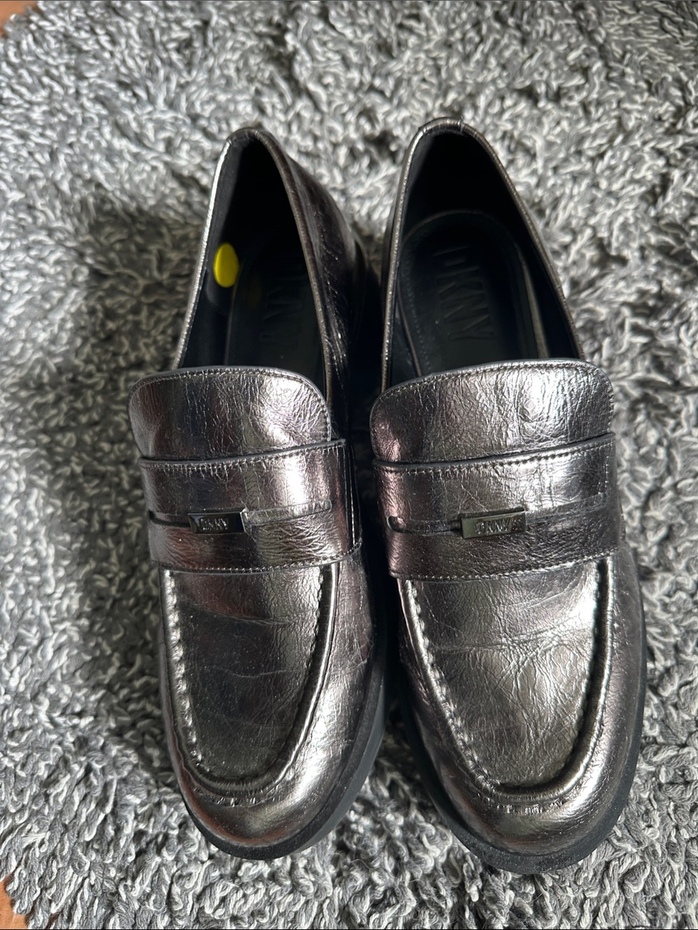DKNY Metallic Pewter Slip-On Lug sole Loafers